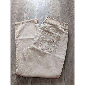 Chicos Platinum Beige Crop Pants Size 0.5 Mid-Rise Stretch Denim Womens